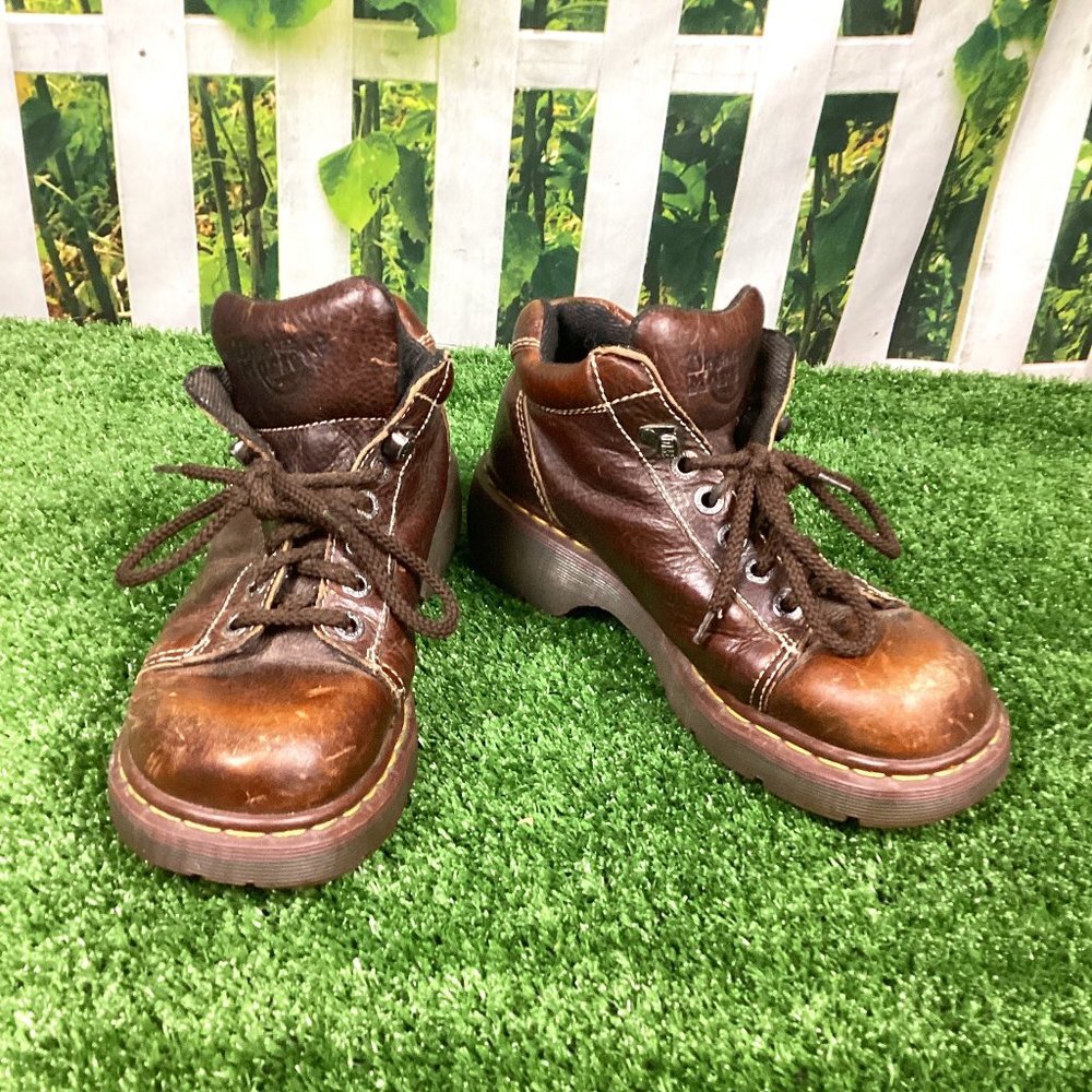 Vintage Dr. Martens Brown Leather Combat Boots Made in England 9